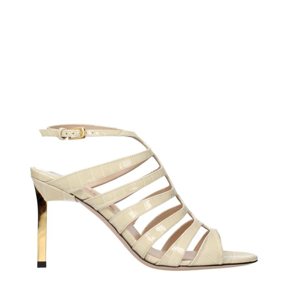 Tom Ford Beige Leather Stiletto Heel Women's Sandals - Picture 1 of 5